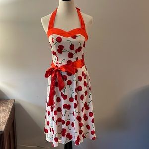 Dress Tells NWT Cherry Print Halter dress size small